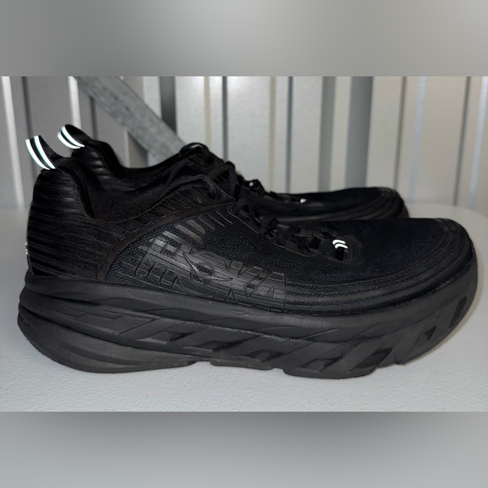 HOKA triple black Bondi 6 men running shoes size 14